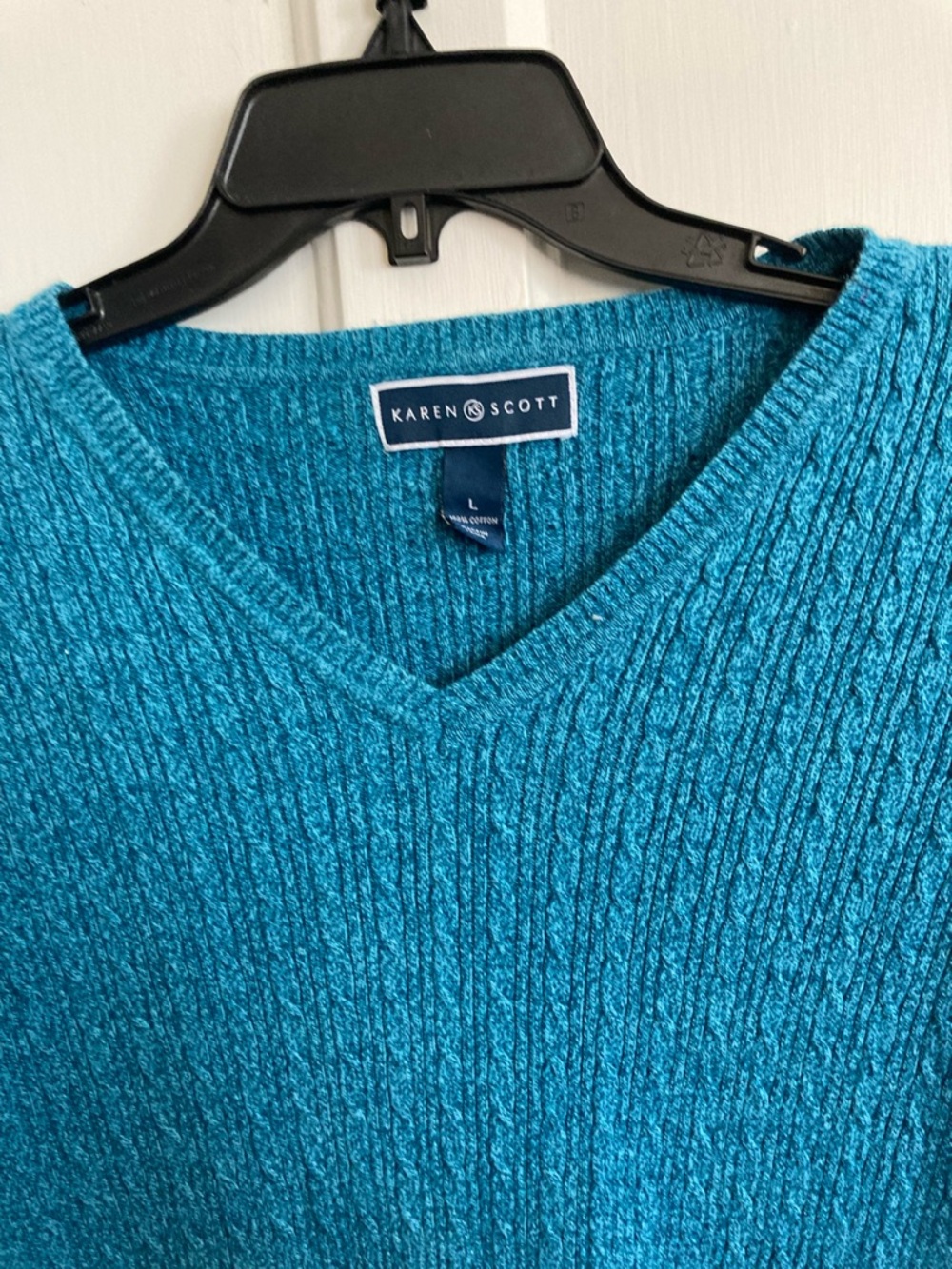 Teal Ribbed Lightweight V-Neck Sweater 3/4 sleeves